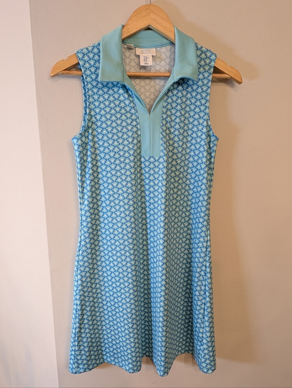 Sigrid Olsen Golf & Tennis Aqua Shell Print Collared Tank Dress Women's Size XS
